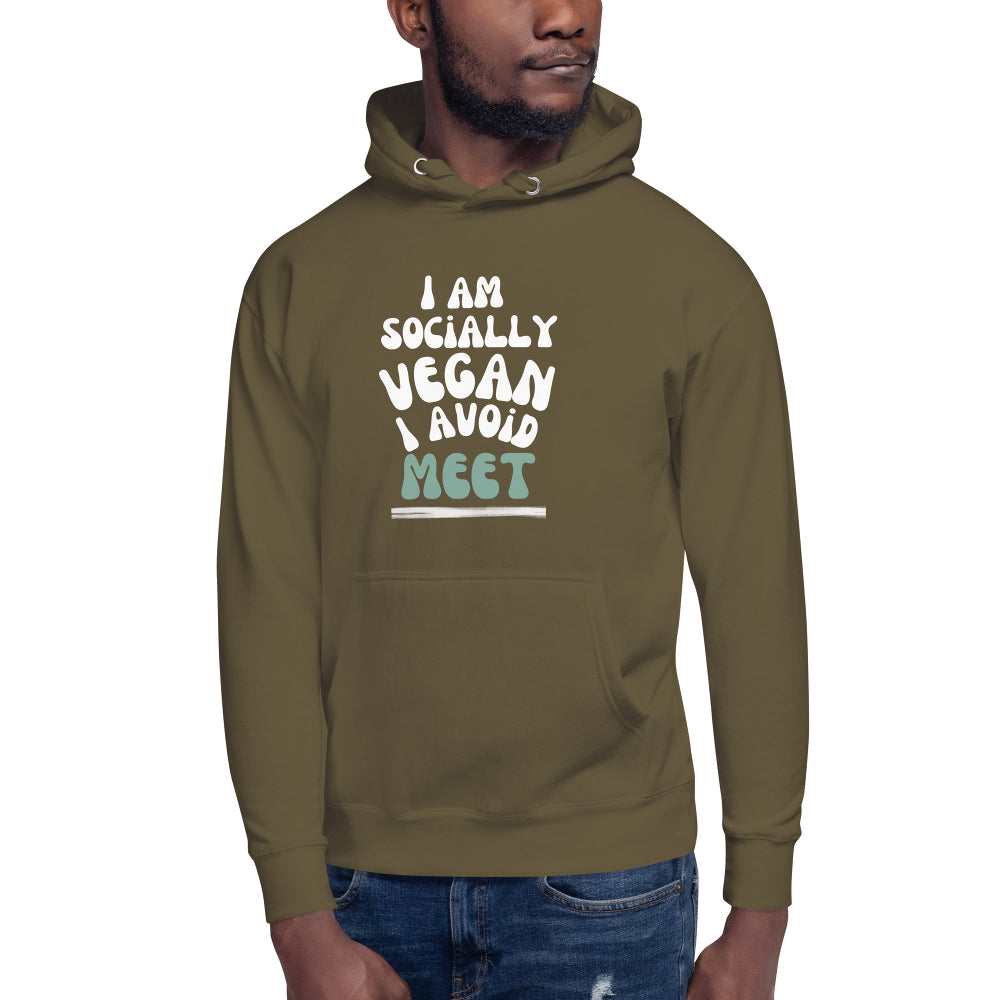 Hoodie - I am socially vegan I avoid meet for MEN