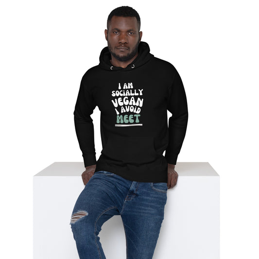 Hoodie - I am socially vegan I avoid meet for MEN
