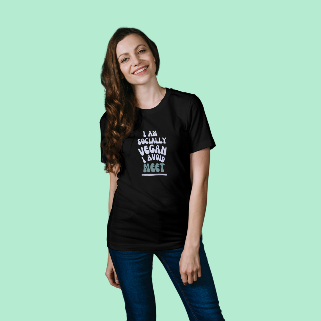 I am socially vegan t-shirt- FREE SHIPPING Women